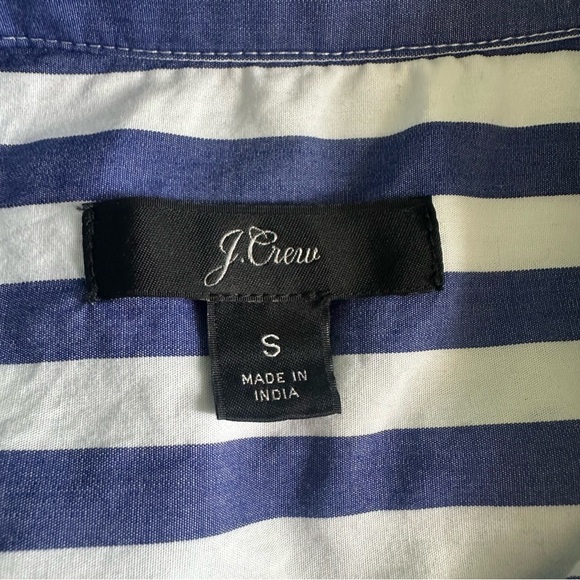 J.Crew Button Front Tie Waist Top in Bold Stripe Cotton Poplin sz S - Picture 11 of 12